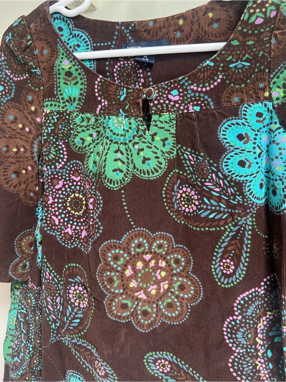 GAP Girls’ Brown Floral Tunic Dress with Teal & Green Accents